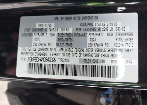 2021 Mazda Cx-5 Touring from USA, damaged, VIN JM3KFBCM4M0349029